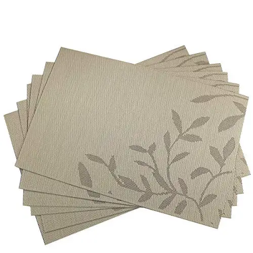 

JANKNG 6Pcs PVC Placemats Colorful Leaf Table Decorative Mats Waterproof Table Mats Non-slip Dinning Mats Kitchen Accessories