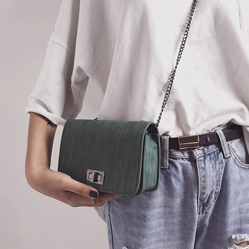 

Flip Handbag Rotary Lock Bag Chain Shoulder Small Square Bag Chain Shoulder Rotary Lock Messenger Casual Women's Bag
