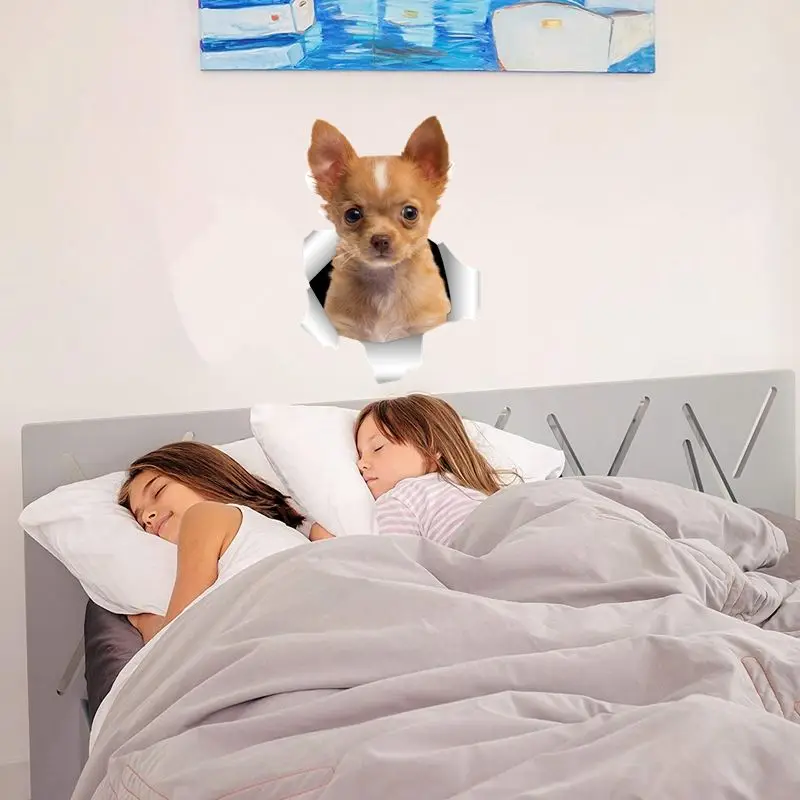 

Three Ratels QD41 cute 3D torn metal design Chihuahuas dog 3d sticker car