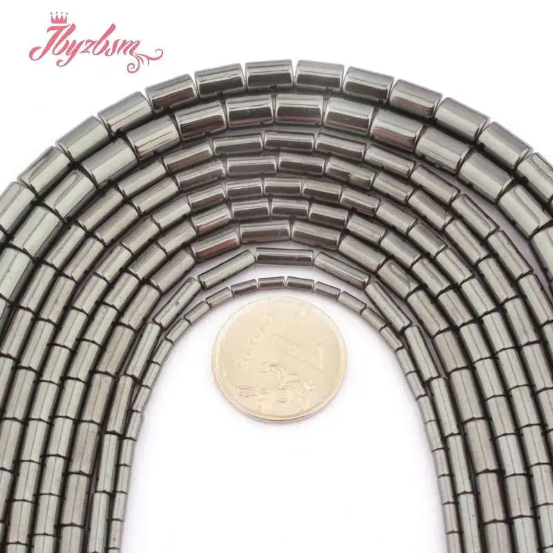 Бусины в форме колонны из гематита (без магнита) черные бусины натурального камня