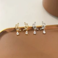 yc4981e s925 silver fashion beautiful flower zircon earrings girls gift party banquet womens jewelry earrings 2021