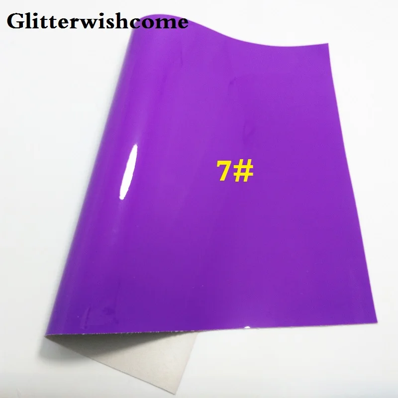 7 Glitterwishcome 30X134 см мини рулон синтетическая кожа, Флуо лакированная гладкая кожа, искусственная из искусственной кожи Ткань Винил для бантов, GM024 - Цвет: 7