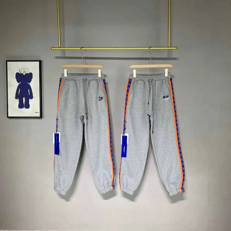 

Ader Error Sweatpant Men Women Fleece Trousers Adererror Side Blue Orange Stripe Pants Metal Pin Logo Sweatpants