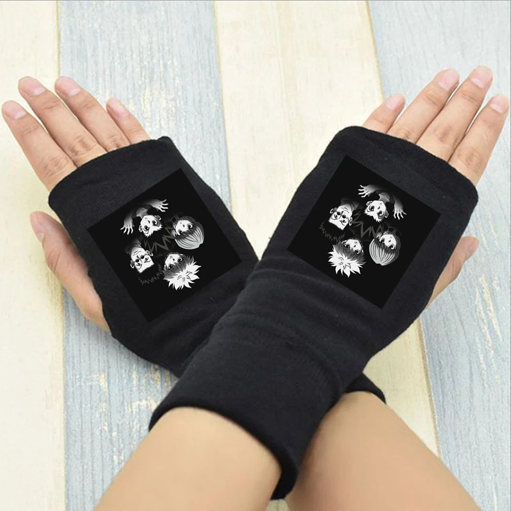

Hisoka Hxh Cycling Gloves Hunter X Hunter Black Warm Fingerless Gloves Bracer Women Work Half Finger Winter Motorcycle Gloves