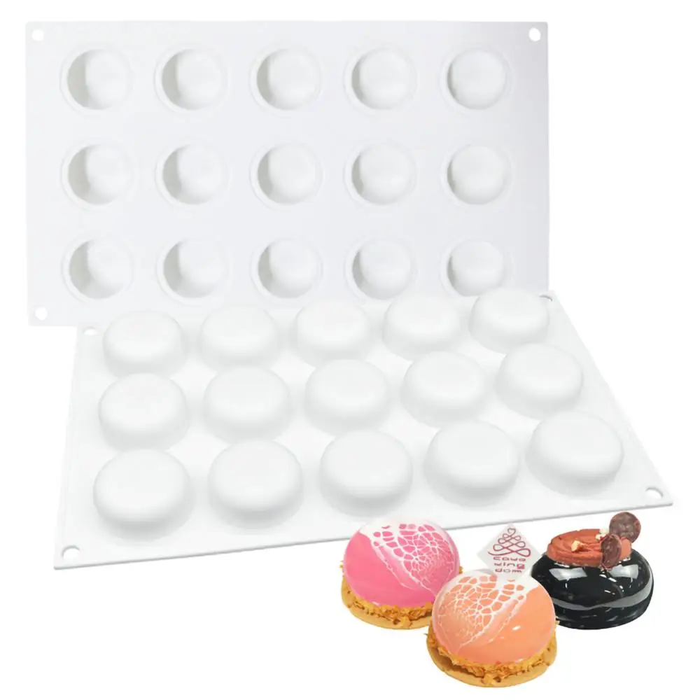 

Round Ball Shaped 3D Silicone Molds 3D Round Cake 15-Cavity Silicone Mould Mousse Bread Biscuit Mold Tool
