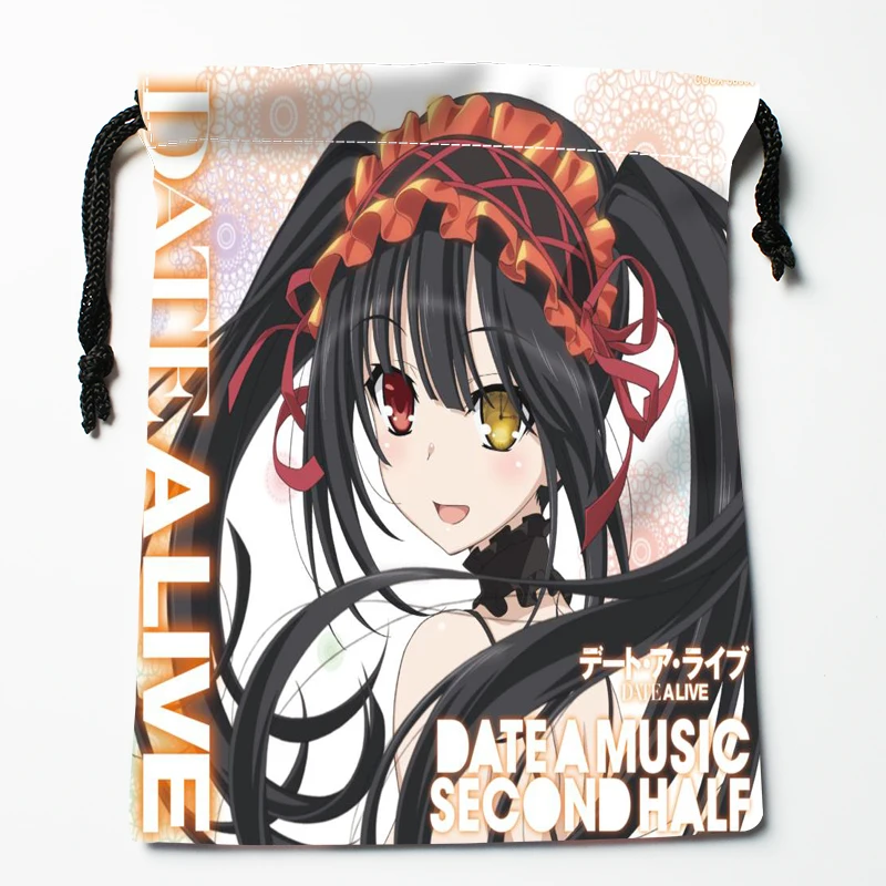 Новое поступление Аниме Сумка на шнурке Date A Live с принтом 18x22 см Мягкая атласная