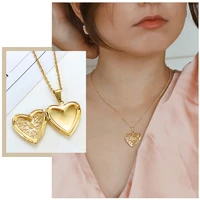 classic heart locket necklace for women jewelry stainless steel photo frame pendants love collar keepsake gift