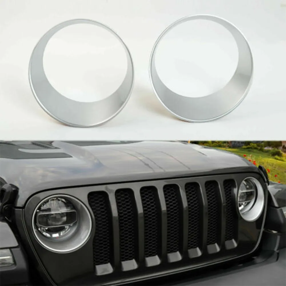 

2pcs Car Lights Products Chrome-plated Front Lamp Shade Front Lamp Frame For Jeep Wrangler JL 2018-22 Front Lamp Shade Parts