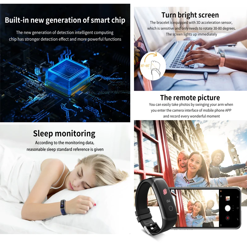 Новые водонепроницаемые Смарт часы T4 умный браслет с температурой ремешок смарт