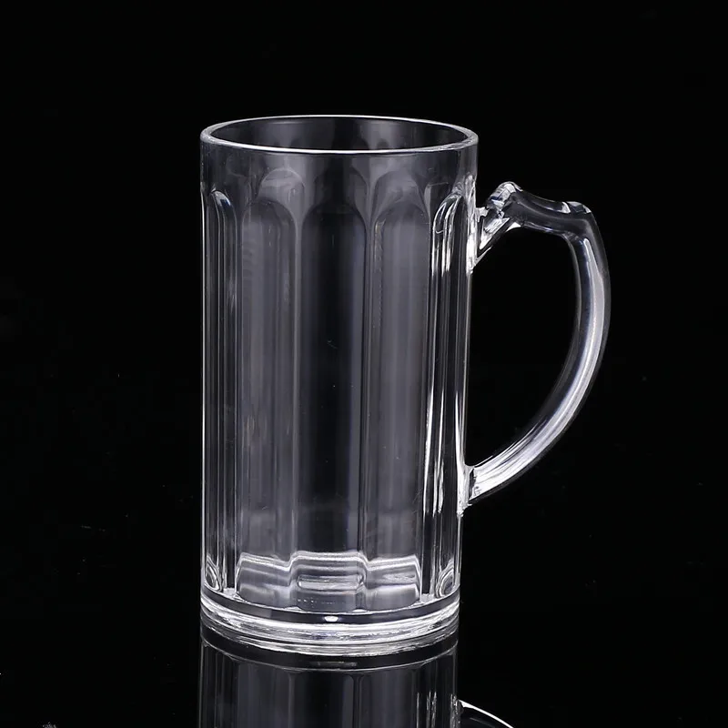 

1pcs Transparent Acrylic Craft Beer Mug Thick and Drop Resistant Plastic with Handle Bar Night Gear Restaurant Draft Beer Mug
