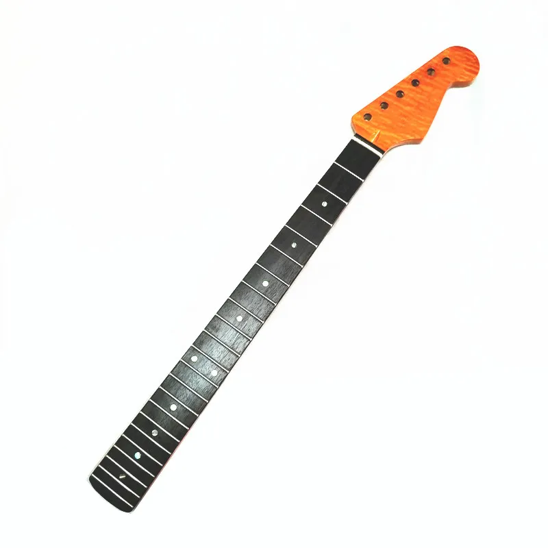 Disado 21 22 Frets Tiger Flame Maple Electric Guitar Neck Rosewood Fretboard Inlay Dots Guitar Accessories Parts