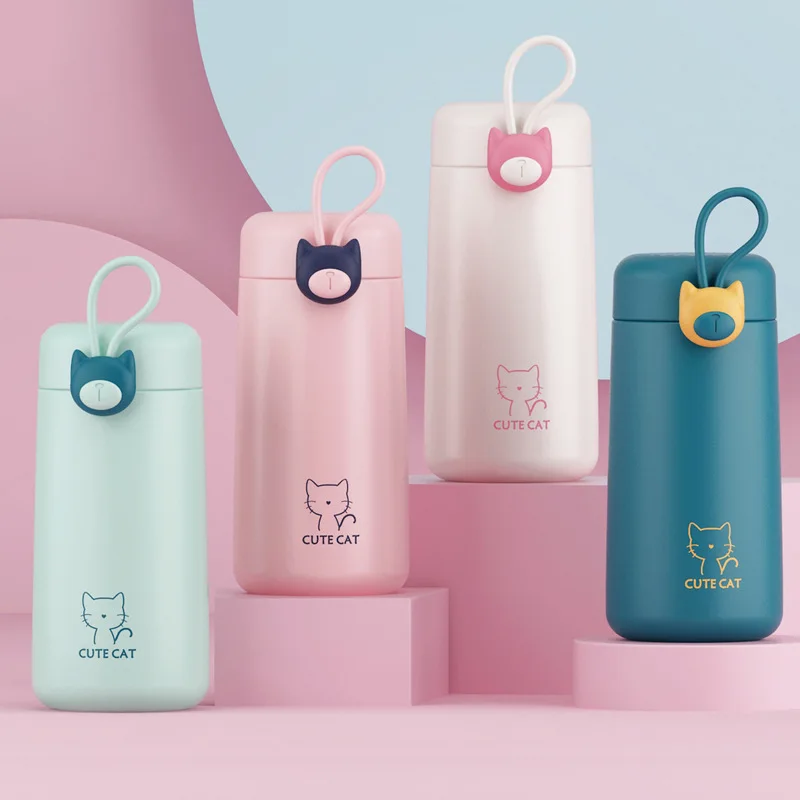 

270ml Cartoon Cat Stainless Steel Vacuum Flasks Portable Mini Thermos Mug Travel Thermal Water Bottle Tumbler Thermocup