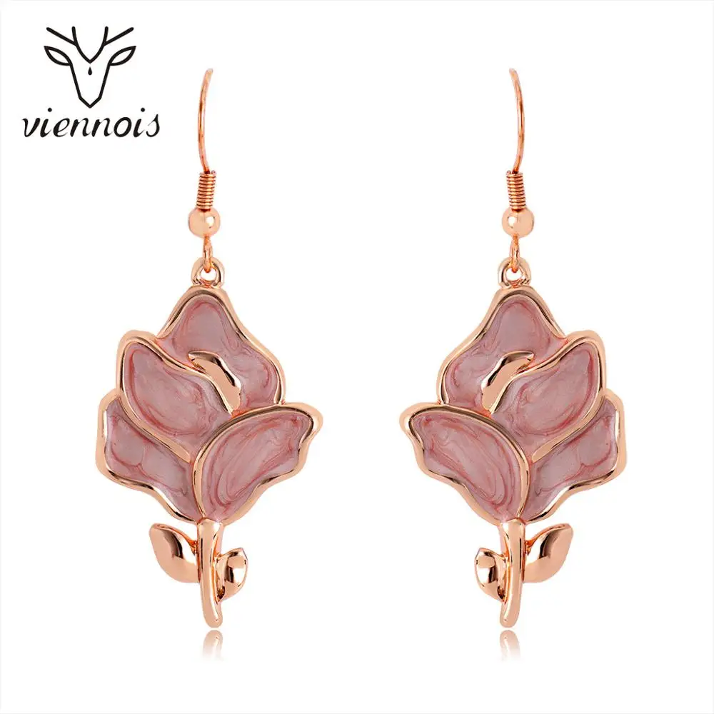 Новинка Viennois эмалированные серьги подвески для женщин украшенные розами