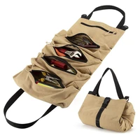 1pc car tool roll up bags waxed canvas storage carrier pouch tools tote sling holder back seat organizer tool storage bag