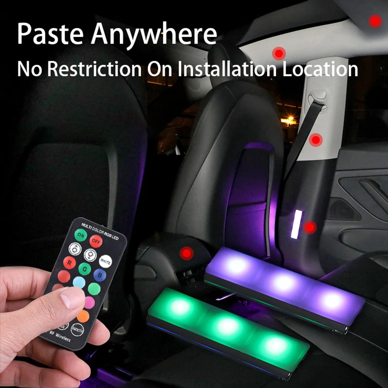 

Wireless RGB LED Car Interior Floor Decorative Atmosphere Lamp Ambient Light Accessories USB Charging Portable Remote Control