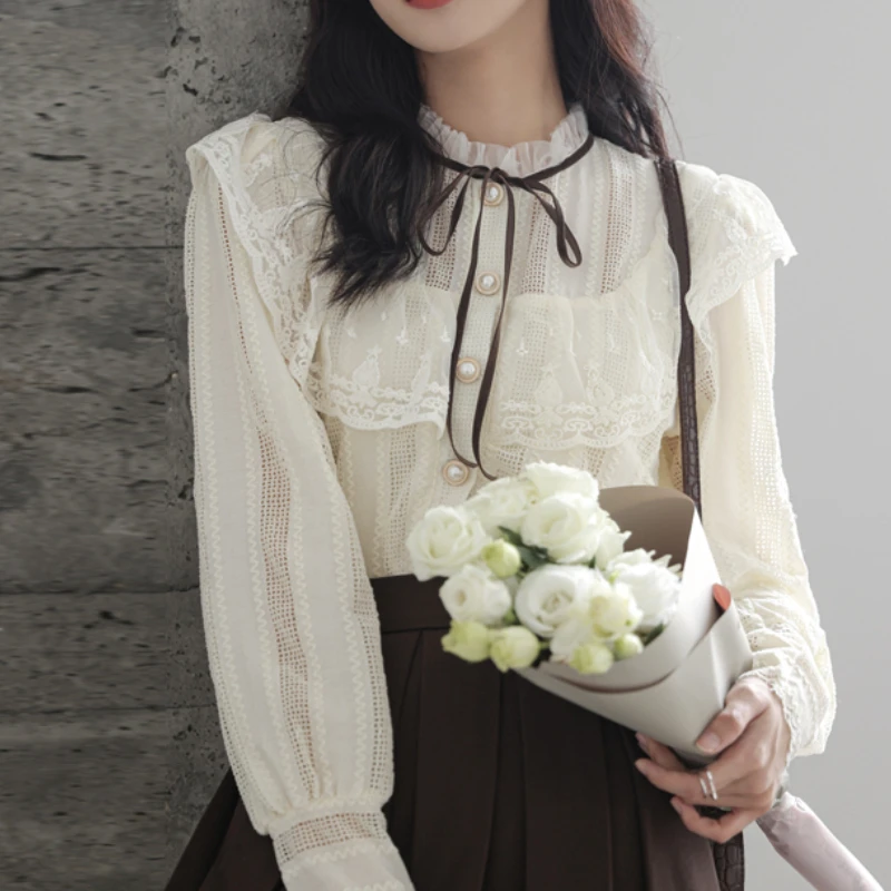 

Solid color Vintage shirt Women New top Lantern Long Sleeve Women Shirt blusas mujer de moda 2021 Autumn verano elegantes 159i