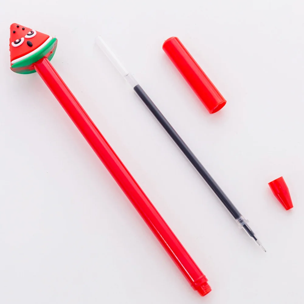 

12PCS 0.5mm Black Ink Rollerball Pen Soft Rubber Fruit Ink Pen - Random Pattern