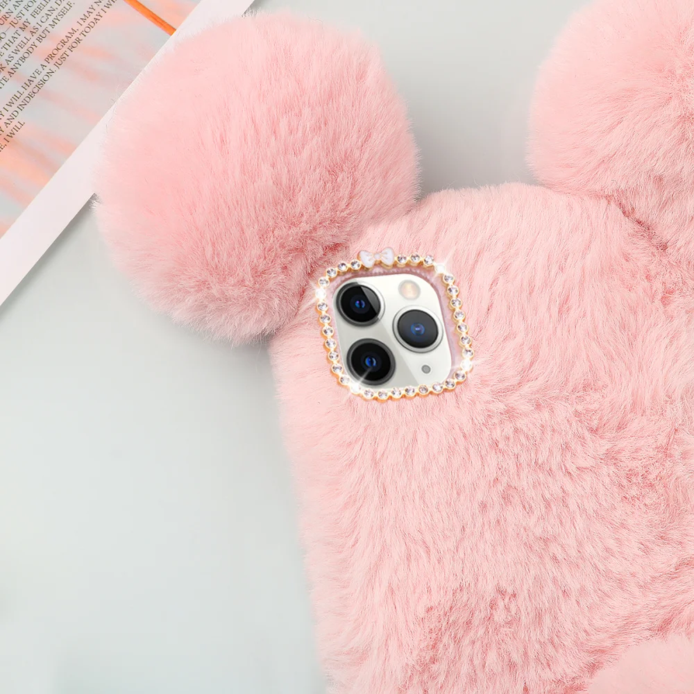 Удобный чехол для телефона в форме мыши сохраняет тепло плюшевые Стразы рамка