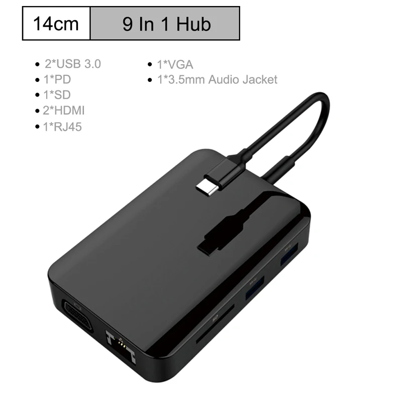 Мульти USB C концентратор для 3 0 HDMI 4 K/SD/TF кардридер/зарядка PD аудио/RJ45 адаптер MacBook Pro