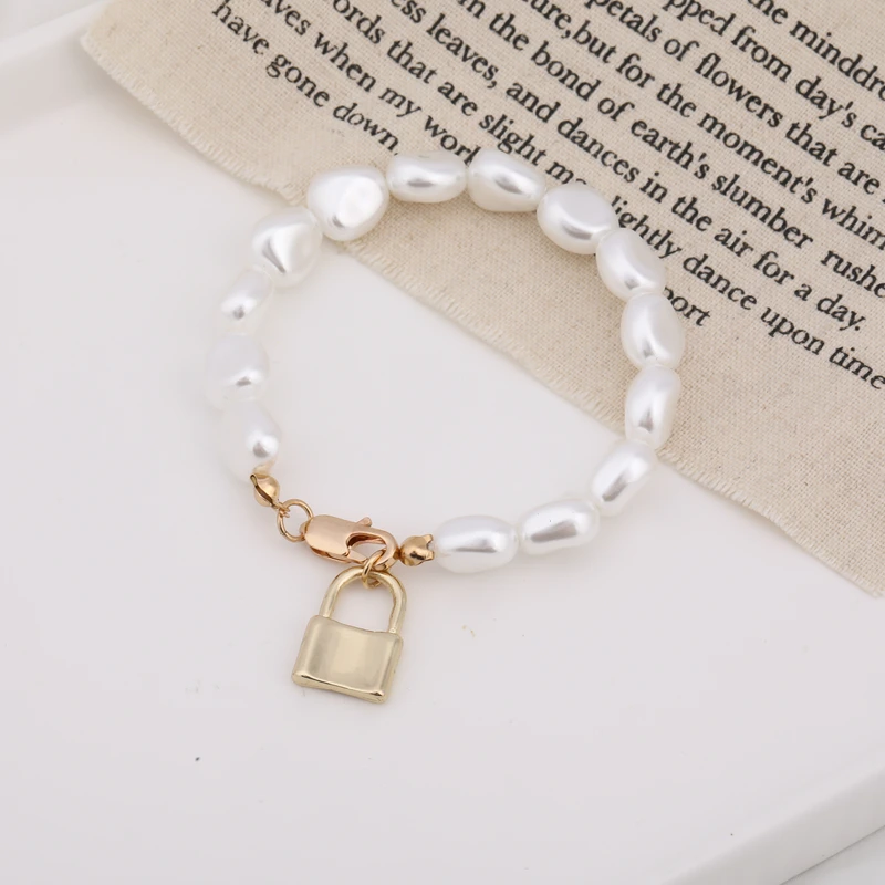 SRCOI модный браслет в стиле барокко с имитацией жемчуга нежная Геометрическая