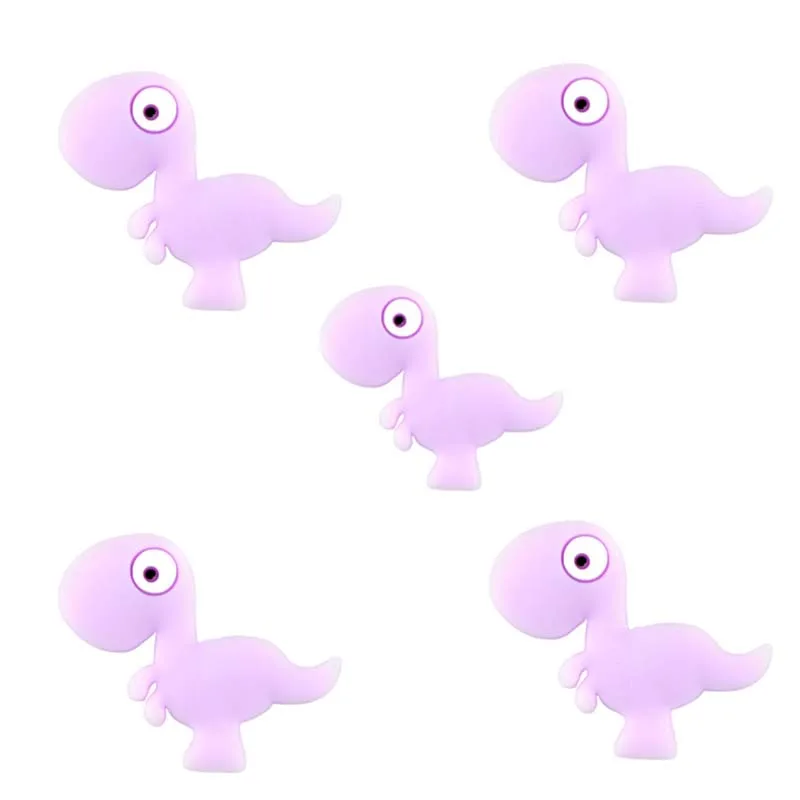 28-Purple 5 шт., новинка, силиконовые бусины в форме динозавра, детский прорезыватель, бисер, сделай сам, пустышка, цепочка, ювелирные аксессуары, DXAD - Цвет: 28-Purple
