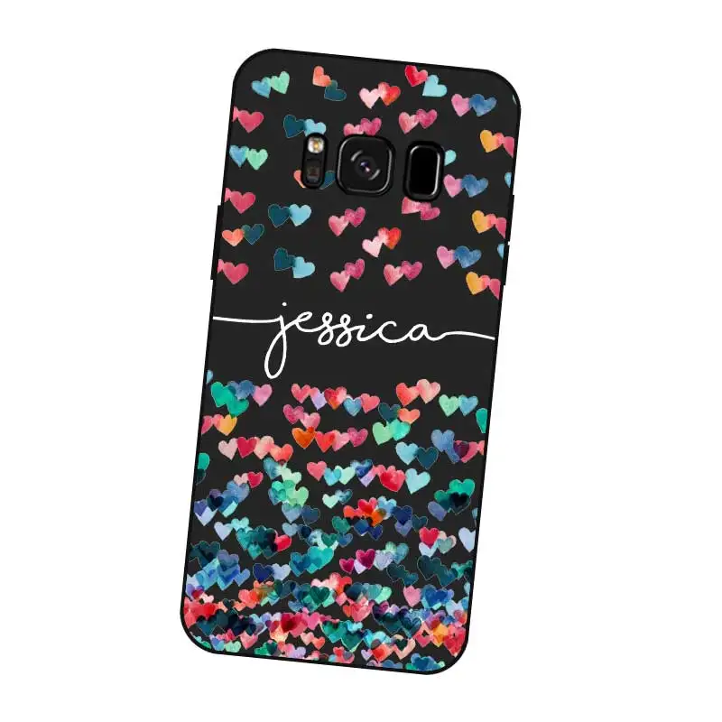 Popular Flower Custom Your Name DIY Black Soft TPU Silicon Case Cover For Samsung Galaxy S5 S6 S7 S8 S9 S10 S10E Lite Edge Plus |