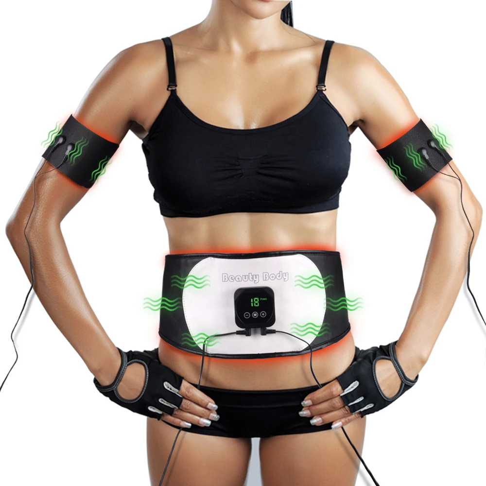 EMS Muscle Stimulator PU Belt Trainer Massager Abs Fitness Body Shape Equipment Training Exercise At Home Gym