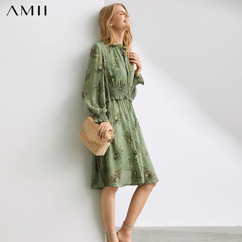 Amii французский Копченый Platycodon платье из джинсовой ткани женские летние 2019