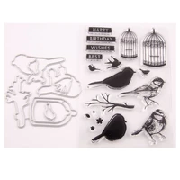 bird and birdcage stamp and dies transparent clear silicone stamp cutting die set for diy scrapbooking photo decorative 2021 new