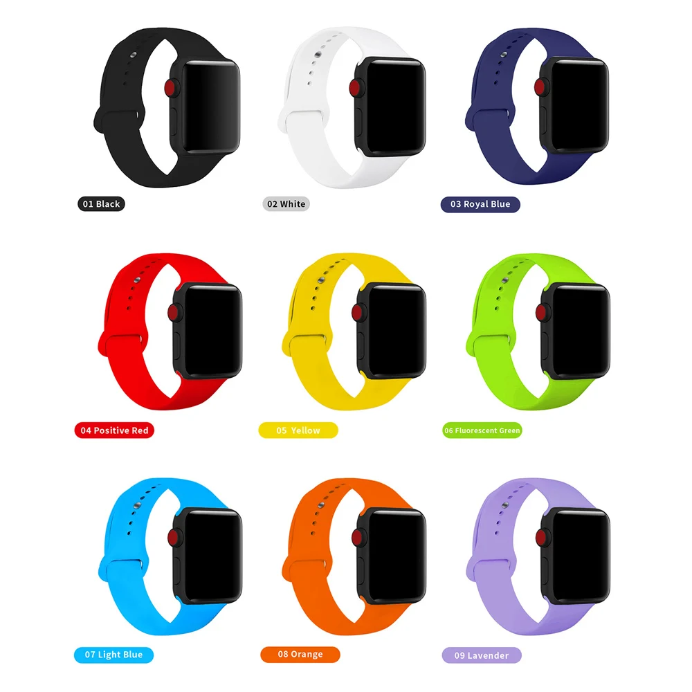 

Silica Gel Sport Watchband For Apple Watch Series 5 4 3 2 1 Correas Apple Watch 40 mm 42 mm 44 mm 38 mm Smart Watch Accessories