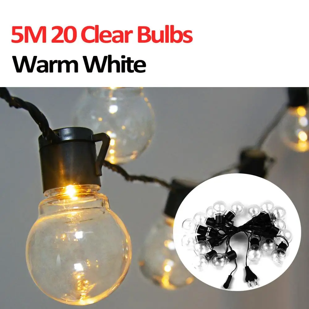 5M Clear Bulb Warm Светодиодный свет шнура 220 В ЕС уличные светящаяся гирлянда Праздничные рождественские гирлянды с утолщённой меховой опушкой, декоративный светодиодный лампы новогодний декор - Emitting Color: 5M Clear Bulb Warm
