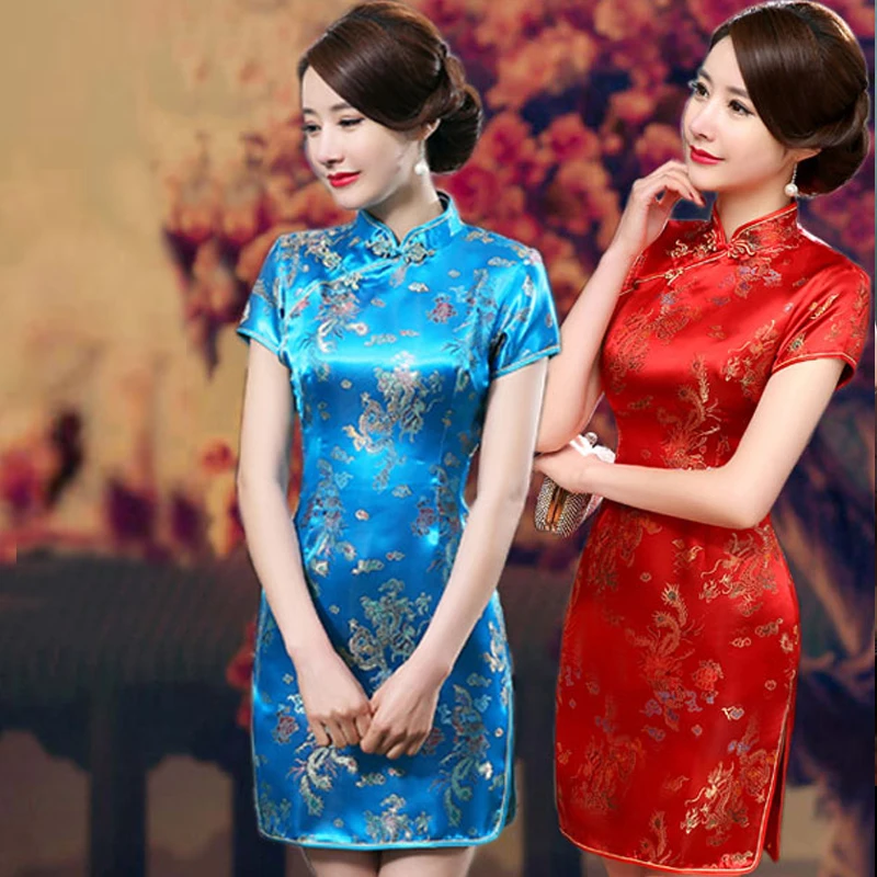 Размера плюс 3XL 4XL 5XL короткое платье Qipao Современная китайская традиционная