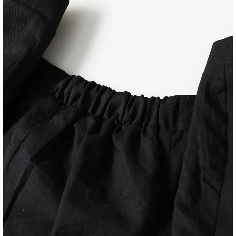 

[EAM] Women Loose Fit Elastic Balck Double Breasted Casual Long Vest New Sleeveless Fashion Tide Spring Autumn 2021 1DE1171