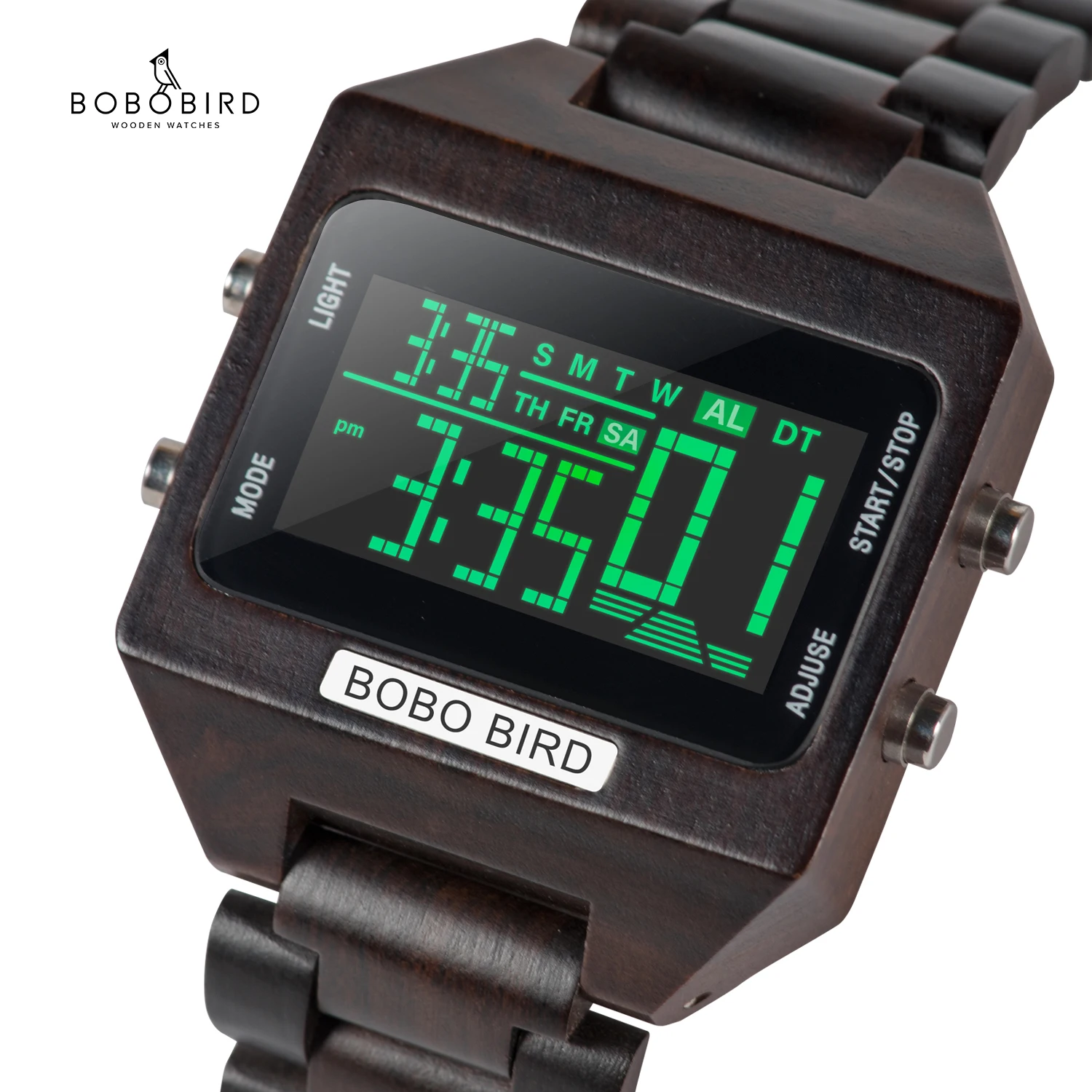 

relogio masculino BOBO BIRD Electronic Wood Watch Multi-colored LED Shows Alarm Clock Date Week Display Accept Customized OEM