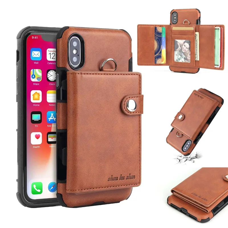 Brown Тики-така кошелек кожаный чехол для телефона для iPhone 6 6s Plus X XS XR Многофункциональный откидной Чехол со слотами для карт для iPhone XS MAX 8 8 Plus - Цвет: Brown