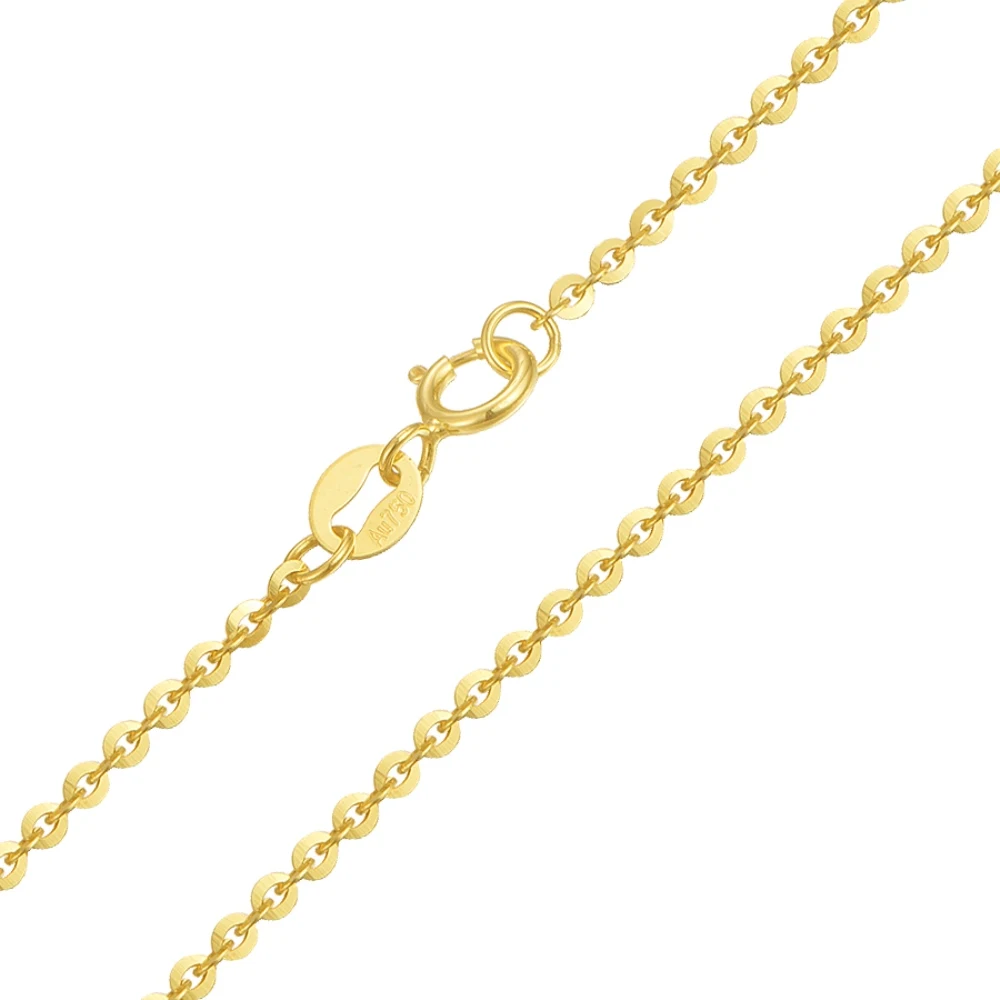 

Pure 18k Yellow Gold Necklace Width 1mm/1.2mm/1.4mm/1.6mm/ 2mm O Link Chain Necklace Stamped Au750 For Woman Gift 40cm-60cm