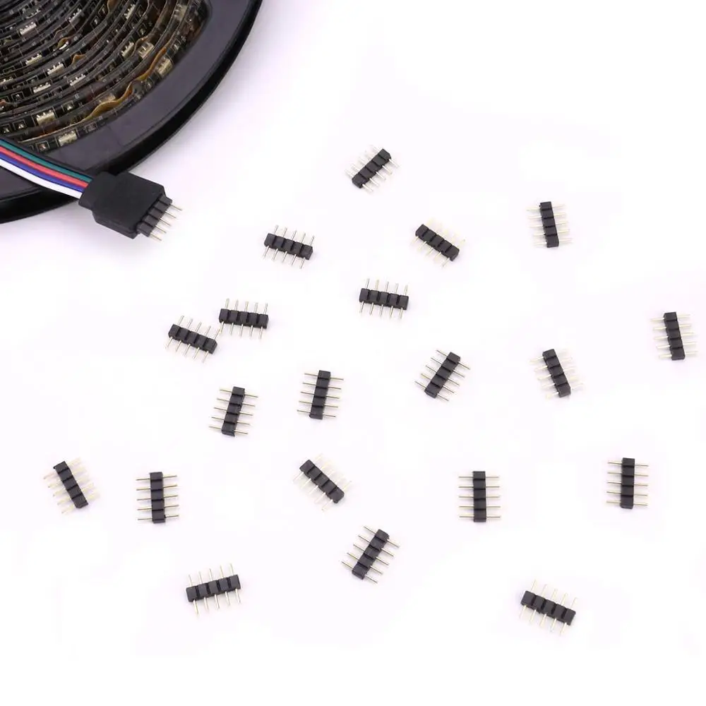 10 шт. 4Pin 5Pin 6PIN иглы RGB RGBW + CCT коннектор адаптер мужской двойной вставкой для 5050 3528