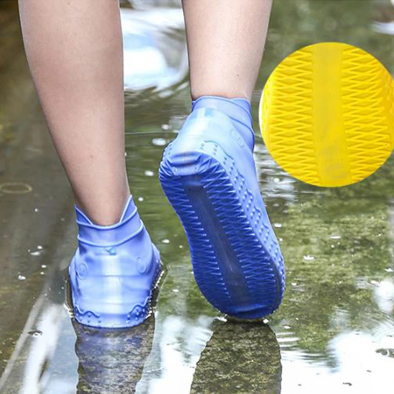 New Non-slip Reusable Shoe Covers Waterproof Silicone Rubber Boots Overshoes Unisex Solid Outdoor Camping Shoes Accessories