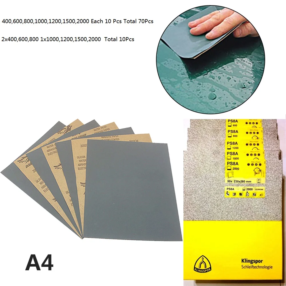 

10/70pcs Sandpaper Set 400 600 800 1000 1200 1500 2000 Grit Sanding Paper Water/Dry Abrasive SandPapers
