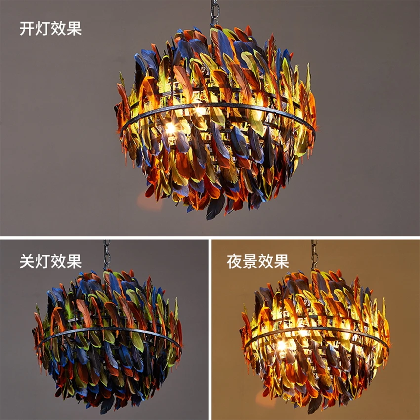 Online Di Colore Della Piuma Di Trasporto Retro Style Industrial Lampade A Sospensione Bar Ristorante Lampade Caffè Negozio Di Soggiorno Camera Da Letto Camera Art Decor Lampade A Sospensione
