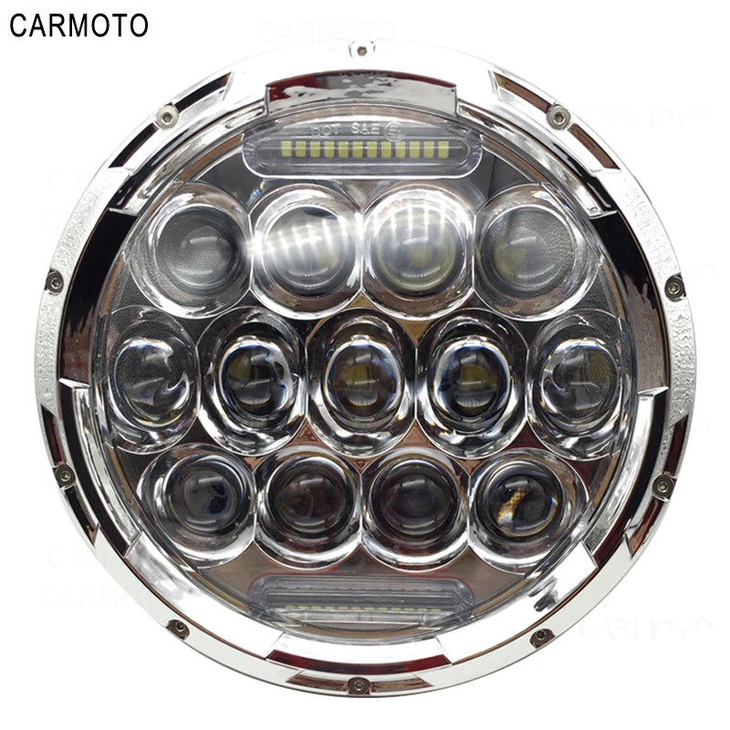 1pcs 7 Inch DOT SAE E9 Motorcycle Headlamp with angle eye Led Headlight 7inch housing bucket trim ring for Touring Electra Glide