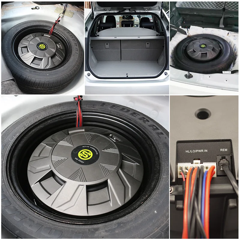 $174.30 Sennuopu Car Subwoofer Class AB Power Amplifier Bass Speakers Aluminum Box Active Sub Woofer Install on Spare Tire Audio System