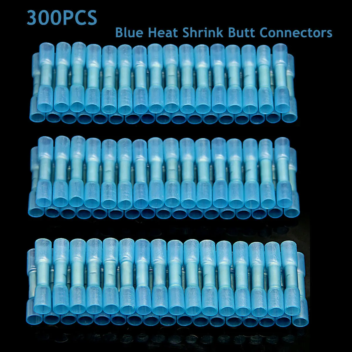 

300 шт. изолированные водонепроницаемые термоусадочные обжимные клеммы стыковые клеммы соединители для электрических проводов синий 16-14 AWG