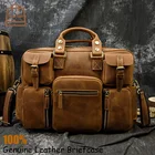 Мужской многофункциональный кожаный портфель Luufan, деловая сумка из воловьей кожи С 5 Карманами и плечевым ремнем, вместительный портфель