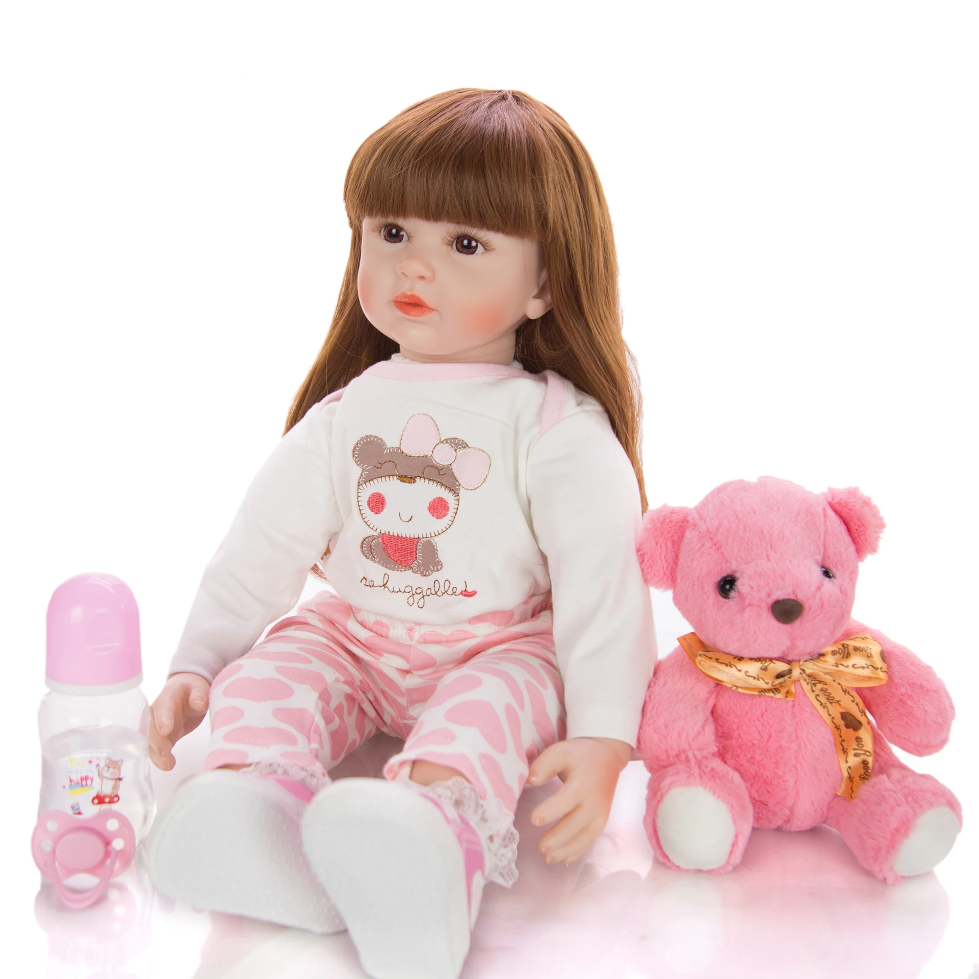 

60CM Reborn Baby Doll Menina Silicone vinyl Princess Doll Lifelike alive reborn toddler Long Hair Baby Toy doll Gift