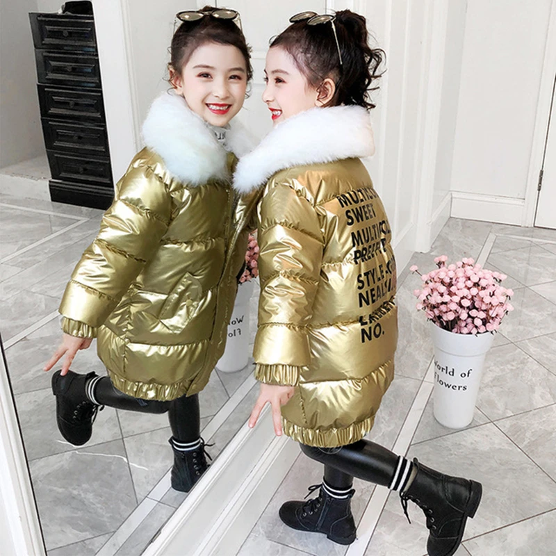 2020 зимняя куртка для девочек детская одежда модный большой меховой воротник