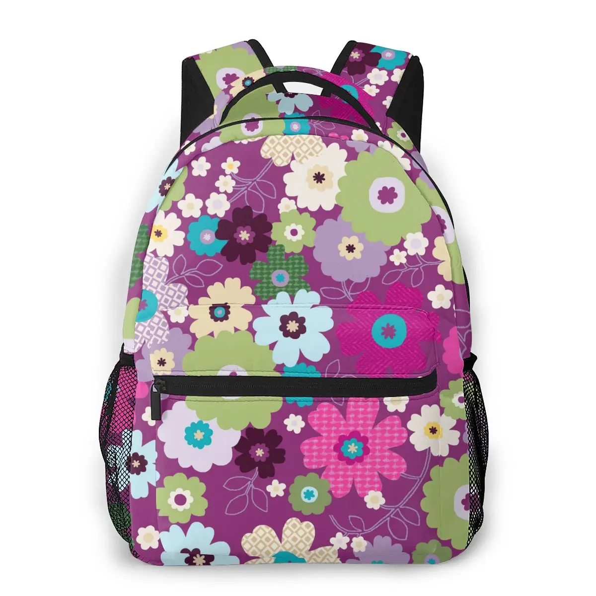 

Фиолетовый цветочный рюкзак, школьные ранцы, Повседневная сумка через плечо для девочек-подростков, дорожные сумки