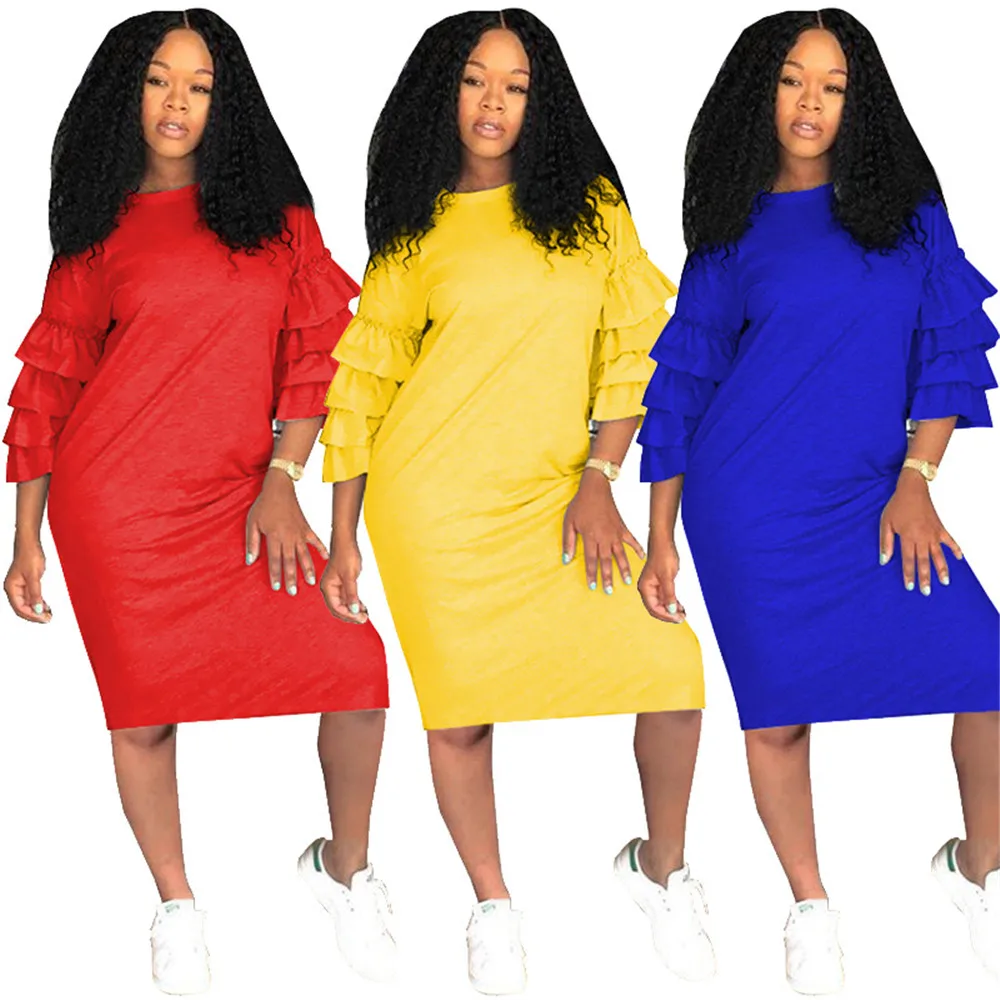 Женские весенние Свободные повседневные платья с рукавами 2020 модное платье