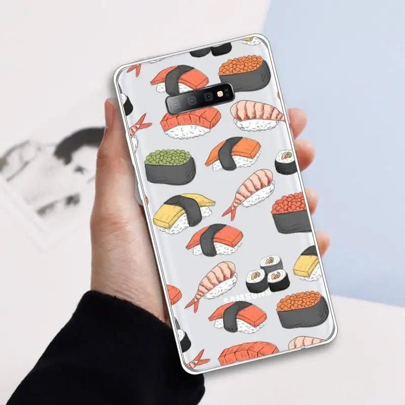 

Sushi Japanese food Phone Case Transparent For Samsung Galaxy A 71 21s S note 8 9 10 plus 20 ultra