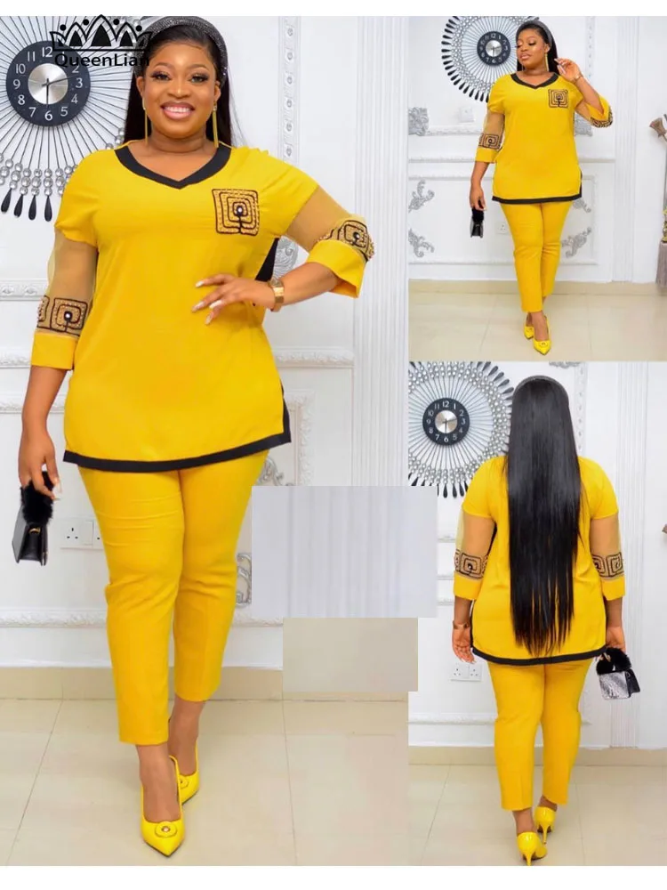 Новый Африканский костюм 4 цветов высококачественный Топ с рукавами и